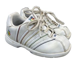 K-Swiss White Rainbow Stripes Tongue Twister Blue Y2K Retro Vintage Infant 7.5